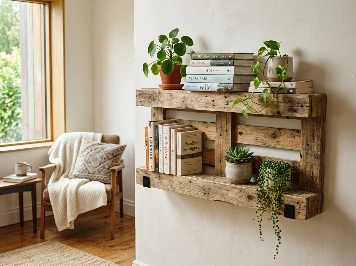 Wooden Pallet Shelf for 10 diy home decor ideas anyone can try